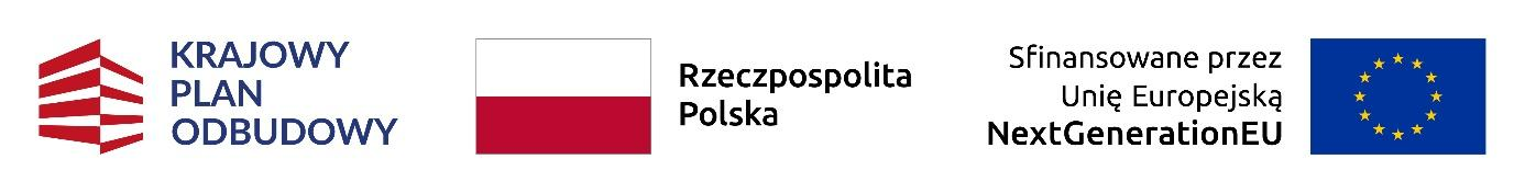 logo Krajowy Plan Odbudowy Flafa Rzeczpospolita Polska i Unia Europejska